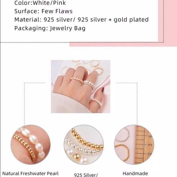 Ring freshwater pearl sterling silver 925 size 6 - Picture 4 of 7